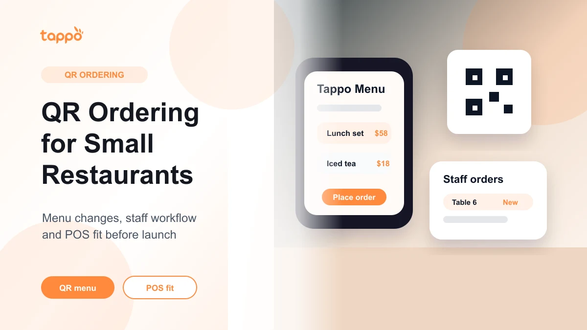 Tappo English article cover showing a QR ordering flow for a small Hong Kong restaurant