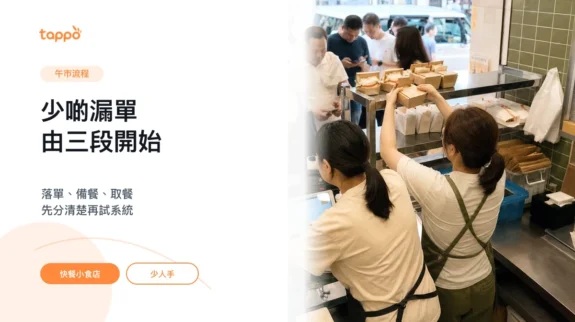 快餐小食店午市點少啲漏單?由落單到取餐先分清 3 個位置 香港快餐小食店午市高峰,店員在取餐架與收銀位置核對訂單