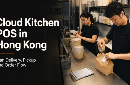 Hong Kong cloud kitchen staff preparing pickup orders with a POS workflow