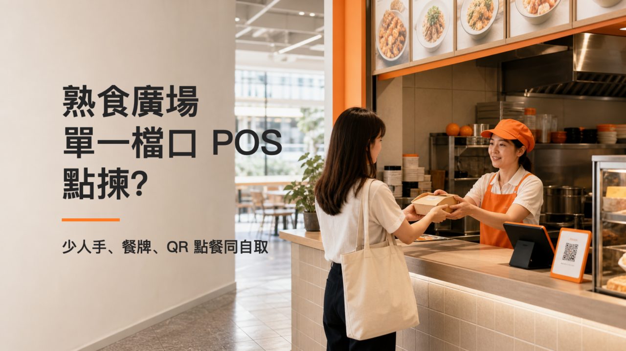 香港熟食廣場單一檔口以 POS、餐牌和 QR Code 整理點餐及自取流程
